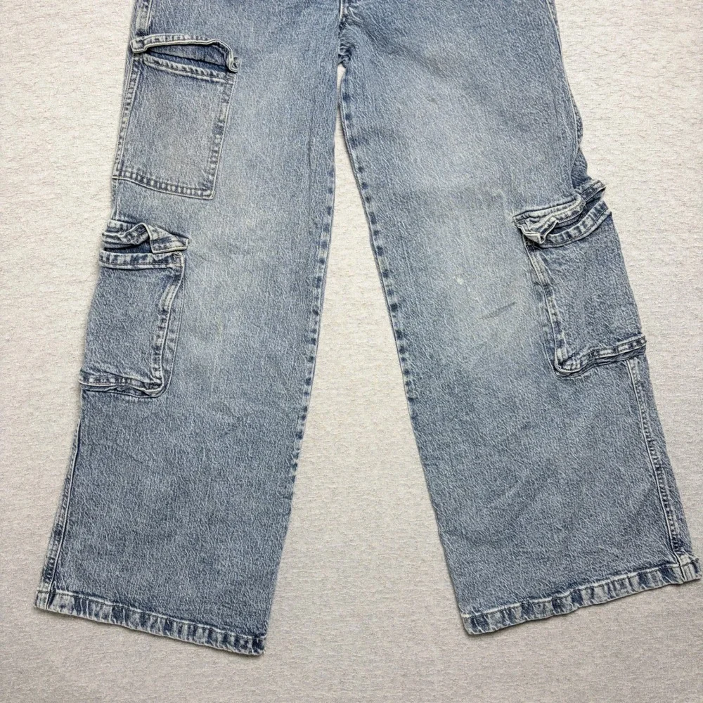 Art Class Girls Cargo Jeans 14 Blue Light Wash Wide Leg Y2K Utility Streetwear